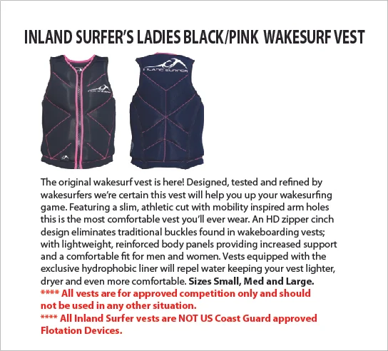 INLAND SURFER WAKESURF VEST Black Pink Inland Surfer